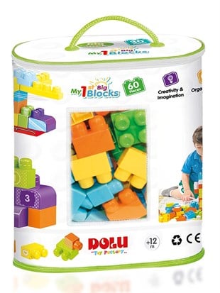 Plastik Lego ve Blok SetleriKMD5019Dolu Baskılı Torbada 60 Parça Bloklar